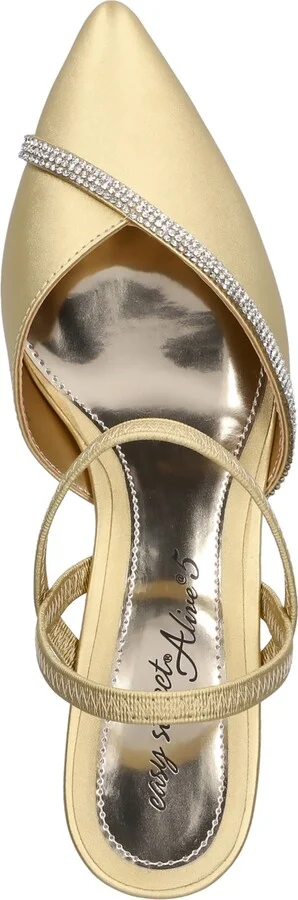 Easy Street Women's Unna Slip-On Pumps - Gold Satin W/ Stones - Image 3