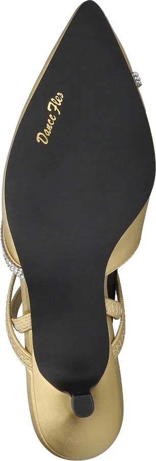 Easy Street Women's Unna Slip-On Pumps - Gold Satin W/ Stones - Image 4