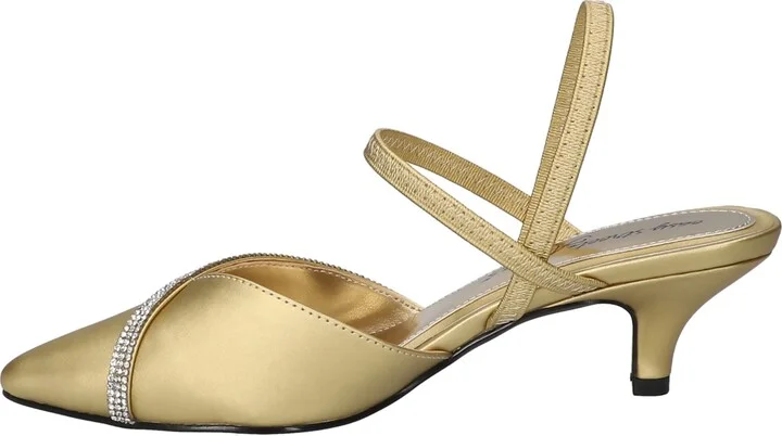 Easy Street Women's Unna Slip-On Pumps - Gold Satin W/ Stones - Image 6