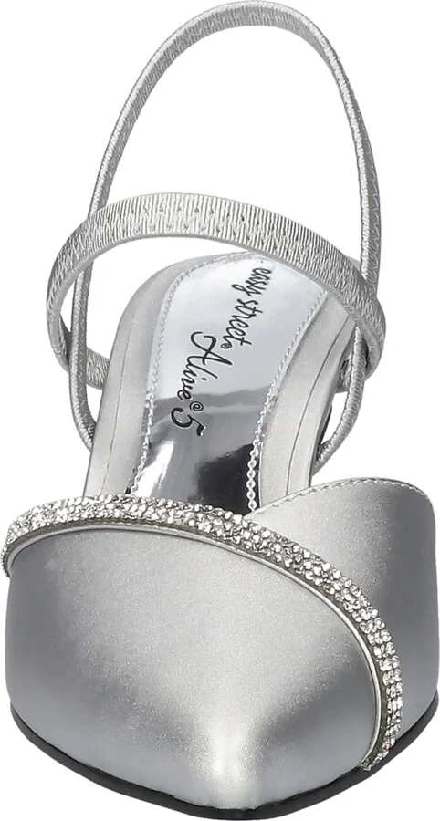 Easy Street Women's Unna Slip-On Pumps - Gold Satin W/ Stones - Image 11