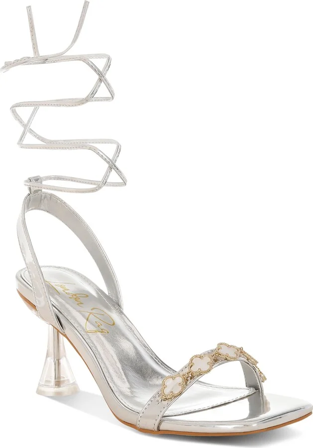 Ebina Charm Clear Heel Ankle Wrap Sandal