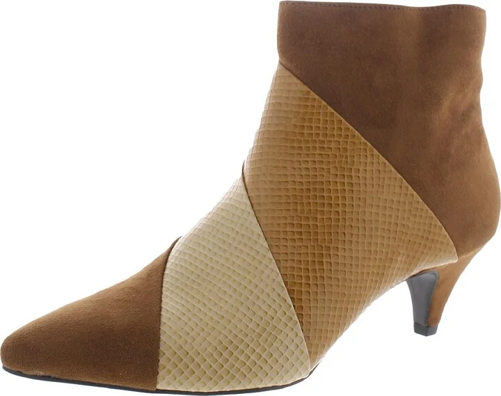 Ebonie Womens Colorblock Pointed Toe Ankle Boots