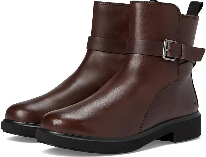 ECCO Amsterdam Buckle Ankle Boot Women's Boots Potting Soil : EU 40 (US Women's 9-9.5) M, Leather/Suede
