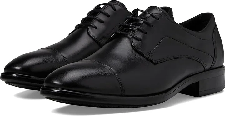 ECCO Citytray Cap Toe Tie Men's Shoes Black : EU 42 (US Men's 8-8.5) M, Leather