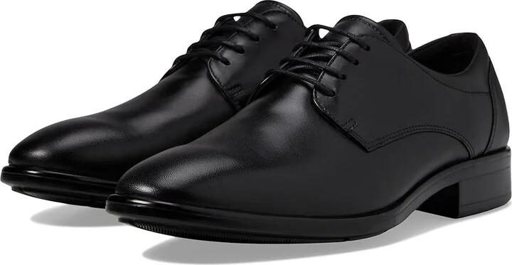 ECCO Citytray Plain Toe Tie Men's Shoes Black : EU 39 (US Men's 5-5.5) M, Leather