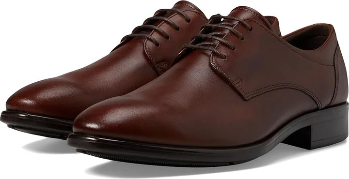 ECCO Citytray Plain Toe Tie Men's Shoes Cognac : EU 39 (US Men's 5-5.5) M, Leather