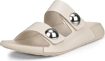 ECCO Cozmo 2 Band Button Women's Sandals Limestone : EU 36 (US Women's 5-5.5) M, Leather/Suede