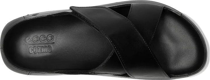 ECCO Cozmo Two Band Cross Slide Sandal Men's Sandals Black : EU 40 (US Men's 6-6.5) D - Medium, Leather - Image 2
