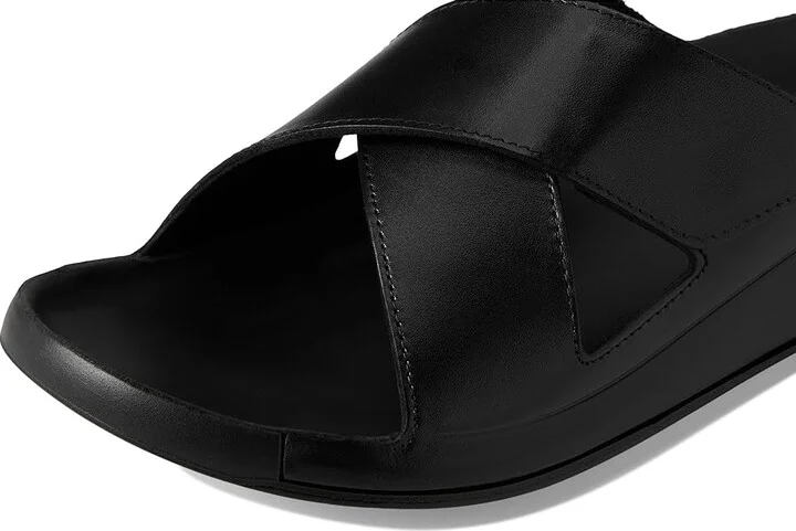 ECCO Cozmo Two Band Cross Slide Sandal Men's Sandals Black : EU 40 (US Men's 6-6.5) D - Medium, Leather - Image 7