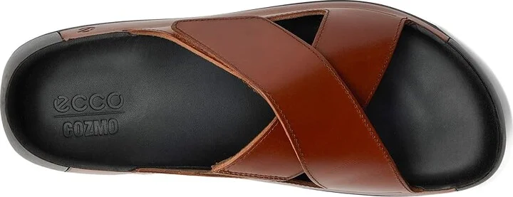 ECCO Cozmo Two Band Cross Slide Sandal Men's Sandals Cognac : EU 45 (US Men's 11-11.5) D - Medium, Leather - Image 2