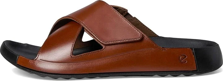 ECCO Cozmo Two Band Cross Slide Sandal Men's Sandals Cognac : EU 45 (US Men's 11-11.5) D - Medium, Leather - Image 6