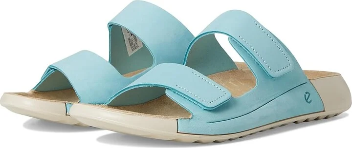 ECCO Cozmo Two Band Luxery Slide Women's Sandals Aquatic Nubuck : EU 35 (US Women's 4-4.5) M, Leather