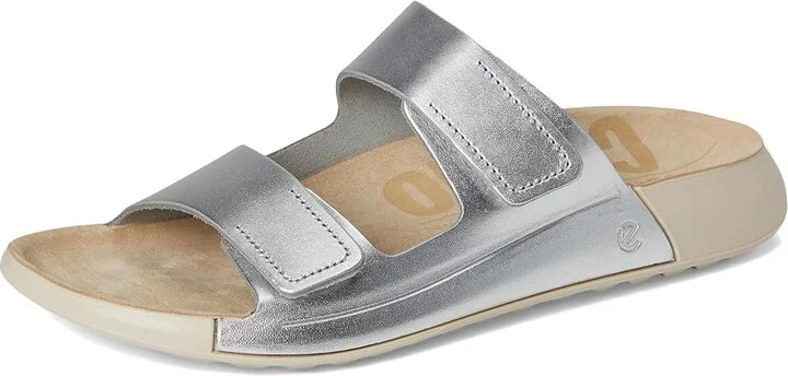ECCO Cozmo Two Band Slide Sandal Women's Sandals Pure Silver Metallic : EU 36 (US Women's 5-5.5) M, Leather/Suede - Image 5