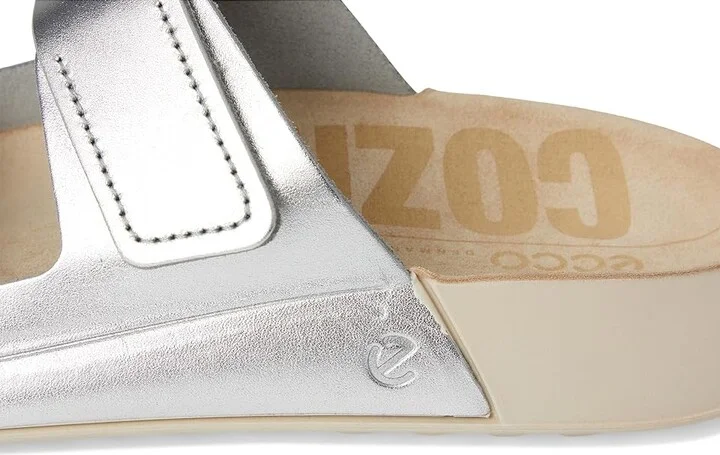 ECCO Cozmo Two Band Slide Sandal Women's Sandals Pure Silver Metallic : EU 36 (US Women's 5-5.5) M, Leather/Suede - Image 7