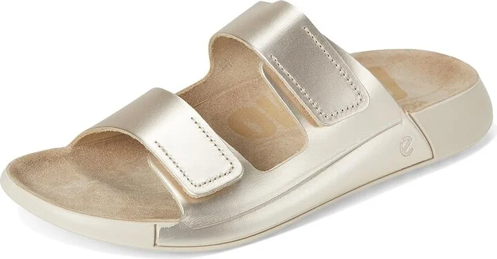 ECCO Cozmo Two Band Slide Sandal Women's Sandals Pure White Gold Metallic : EU 36 (US Women's 5-5.5) M, Leather/Suede - Image 5