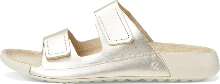ECCO Cozmo Two Band Slide Sandal Women's Sandals Pure White Gold Metallic : EU 36 (US Women's 5-5.5) M, Leather/Suede - Image 6