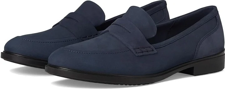 ECCO Dress Classic 15 Penny Loafer Women's Shoes Marine Nubuck : EU 39 (US Women's 8-8.5) M, Leather