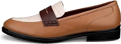 ECCO Dress Classic 15 Penny Women's Flat Shoes Cashmere/Limestone/Chocolate : EU 37 (US Women's 6-6.5) M, Leather - Image 4
