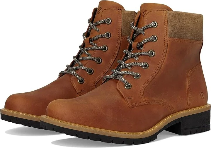 ECCO Elania Lace Boot Women's Boots Cognac/Cocoa Brown : EU 36 (US Women's 5-5.5) M, Suede/Leather