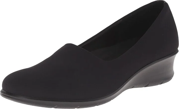 ECCO Felicia Stretch Women's Wedge Shoes Black/Black : EU 36 (US Women's 5-5.5) M, Leather - Image 2