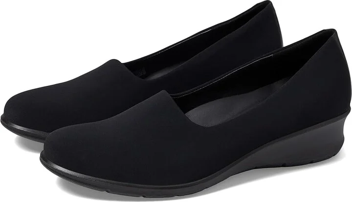 ECCO Felicia Stretch Women's Wedge Shoes Black/Black : EU 36 (US Women's 5-5.5) M, Leather