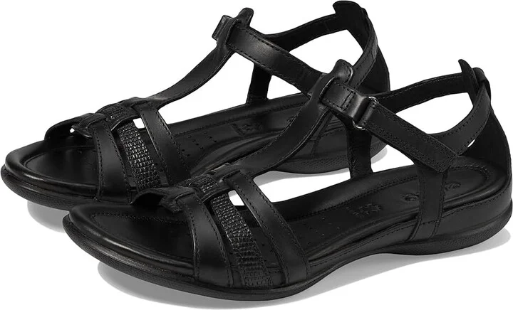 ECCO Flash T-Strap Sandal Women's Sandals Black/Black : EU 35 (US Women's 4-4.5) M, Leather