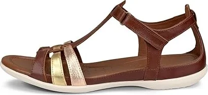 ECCO Flash T-Strap Sandal Women's Sandals Mink/Gold/Hammered Bronze : EU 35 (US Women's 4-4.5) M, Leather - Image 4