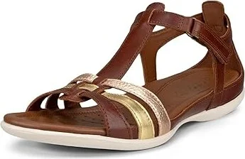 ECCO Flash T-Strap Sandal Women's Sandals Mink/Gold/Hammered Bronze : EU 35 (US Women's 4-4.5) M, Leather