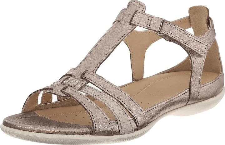 ECCO Flash T-Strap Sandal Women's Sandals Warm Grey Metallic/Moon Rock : EU 35 (US Women's 4-4.5) M, Leather - Image 2