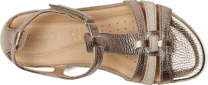 ECCO Flash T-Strap Sandal Women's Sandals Warm Grey Metallic/Moon Rock : EU 35 (US Women's 4-4.5) M, Leather - Image 3
