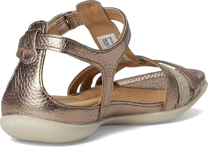 ECCO Flash T-Strap Sandal Women's Sandals Warm Grey Metallic/Moon Rock : EU 35 (US Women's 4-4.5) M, Leather - Image 5