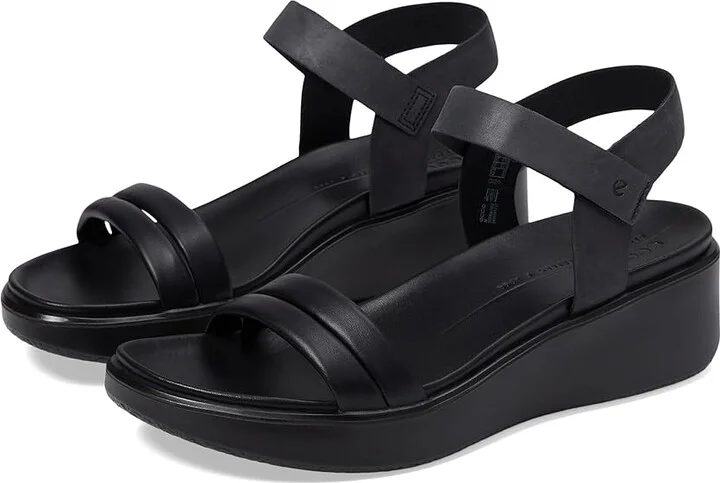 ECCO Flowt Luxe Wedge Sandal Women's Shoes Black/Black Cow Leather/Cow Nubuck : EU 40 (US Women's 9-9.5) M