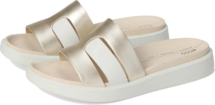 ECCO Flowt Oasis Slide Sandal Women's Sandals White/Pure White Gold : EU 43 (US Women's 12-12.5) M, Leather