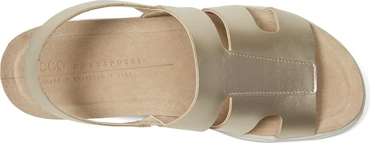 ECCO Flowt Wedge Cork Oasis Sandal Women's Sandals Pure White Gold/Pure White Gold : EU 36 (US Women's 5-5.5) M, Leather - Image 2