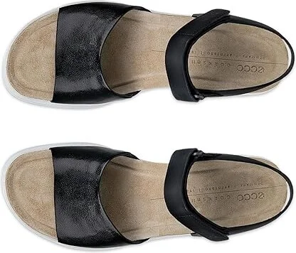 ECCO Flowt Wedge Cork Sandal Women's Shoes Black/Black : EU 40 (US Women's 9-9.5) M, Leather - Image 2