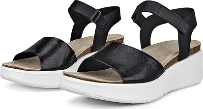ECCO Flowt Wedge Cork Sandal Women's Shoes Black/Black : EU 40 (US Women's 9-9.5) M, Leather