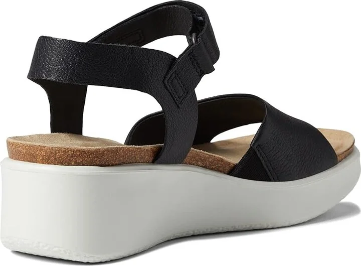 ECCO Flowt Wedge Cork Sandal Women's Shoes Black : EU 36 (US Women's 5-5.5) M, Suede - Image 4