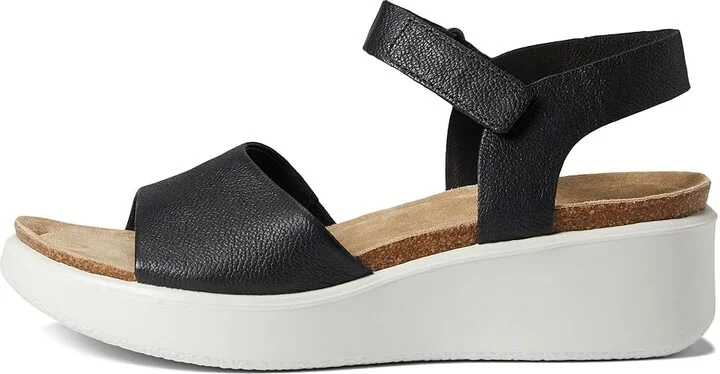 ECCO Flowt Wedge Cork Sandal Women's Shoes Black : EU 36 (US Women's 5-5.5) M, Suede - Image 6