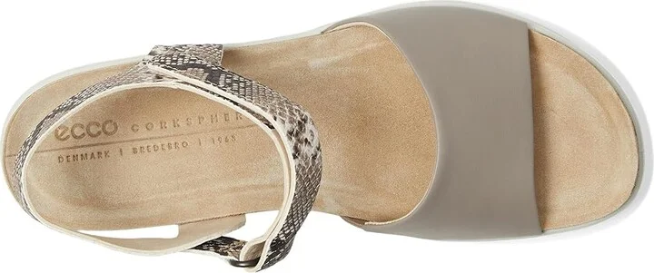ECCO Flowt Wedge Cork Sandal Women's Shoes Moonrock/Python : EU 39 (US Women's 8-8.5) M, Leather - Image 2