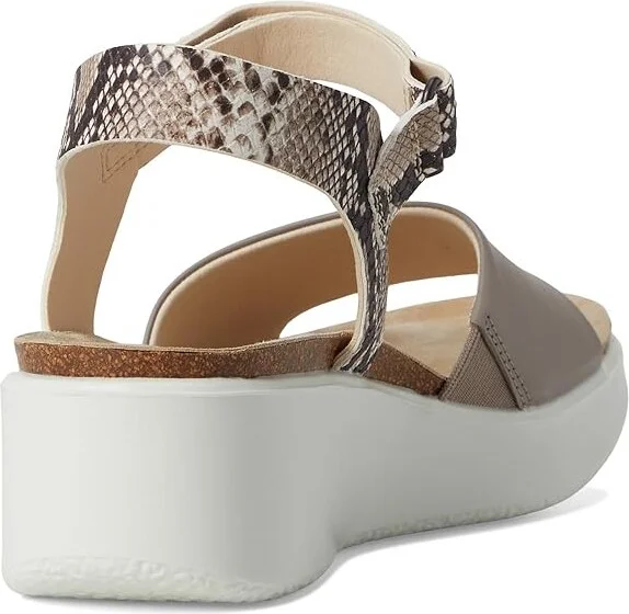 ECCO Flowt Wedge Cork Sandal Women's Shoes Moonrock/Python : EU 39 (US Women's 8-8.5) M, Leather - Image 4