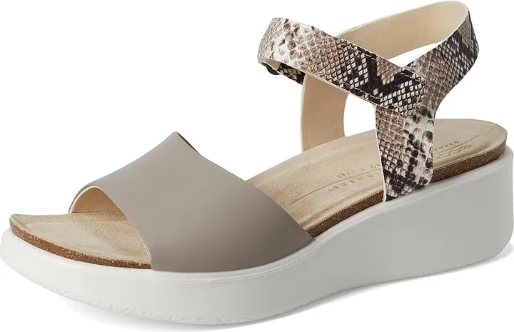 ECCO Flowt Wedge Cork Sandal Women's Shoes Moonrock/Python : EU 39 (US Women's 8-8.5) M, Leather - Image 5