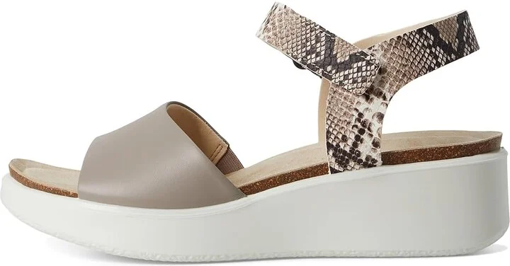 ECCO Flowt Wedge Cork Sandal Women's Shoes Moonrock/Python : EU 39 (US Women's 8-8.5) M, Leather - Image 6