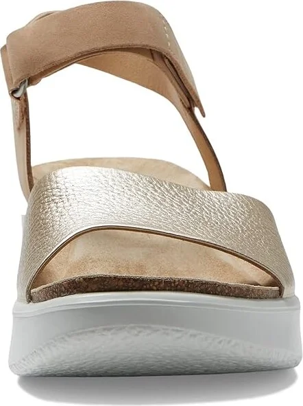 ECCO Flowt Wedge Cork Sandal Women's Shoes Pure White Gold/Powder : EU 35 (US Women's 4-4.5) M, Suede - Image 2