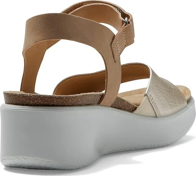 ECCO Flowt Wedge Cork Sandal Women's Shoes Pure White Gold/Powder : EU 35 (US Women's 4-4.5) M, Suede - Image 4
