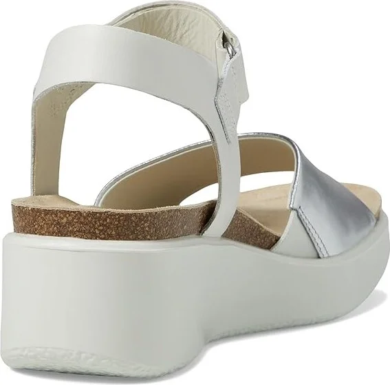 ECCO Flowt Wedge Cork Sandal Women's Shoes Silver/White : EU 37 (US Women's 6-6.5) M, Suede - Image 4