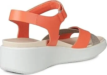ECCO Flowt Wedge Luxury Crossband Women's Sandals Coral : EU 39 (US Women's 8-8.5) M, Leather - Image 4