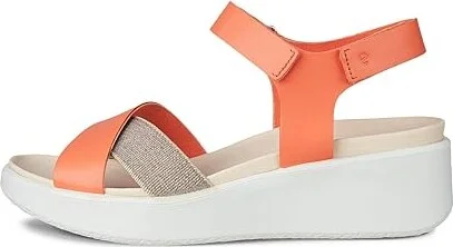 ECCO Flowt Wedge Luxury Crossband Women's Sandals Coral : EU 39 (US Women's 8-8.5) M, Leather - Image 5