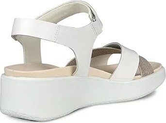 ECCO Flowt Wedge Luxury Crossband Women's Sandals White : EU 37 (US Women's 6-6.5) M, Leather - Image 3