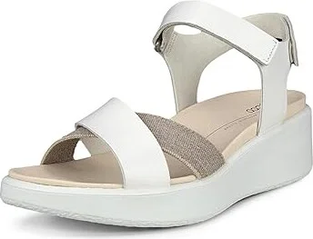 ECCO Flowt Wedge Luxury Crossband Women's Sandals White : EU 37 (US Women's 6-6.5) M, Leather