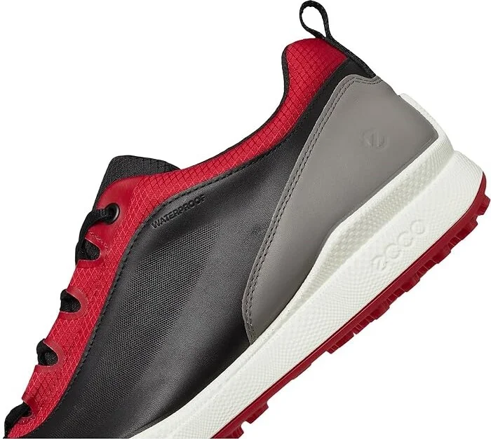 ECCO Golf Biom Hybrid Bny Waterproof Golf Shoe Men's Golf Shoes Black/Chili Red : EU 39 (US Men's 5-5.5) D - Medium, Leather - Image 7